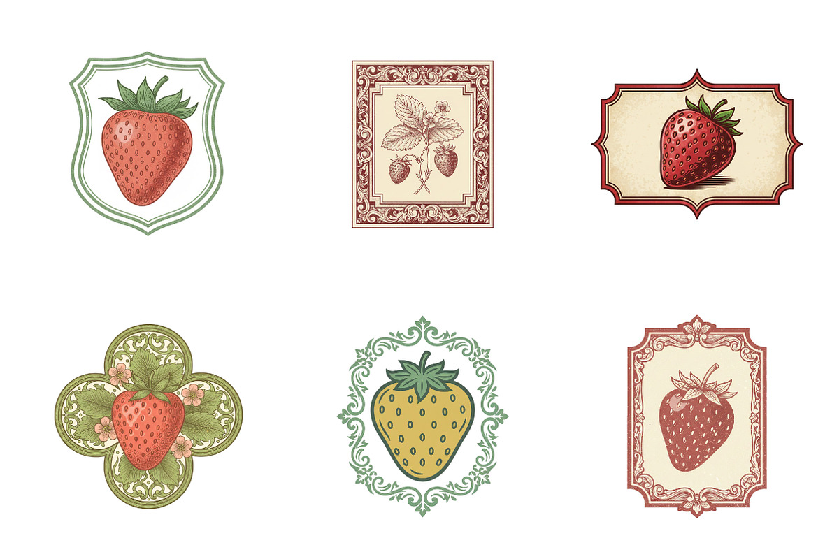 Vintage Strawberry Label Printable, an Illustration by SinaCreation (Photo 3 of 6)