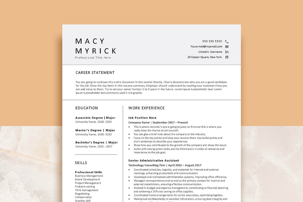 Professional Resume Template, CV, a Resume Template by VictoriousVita (Photo 1 of 8)