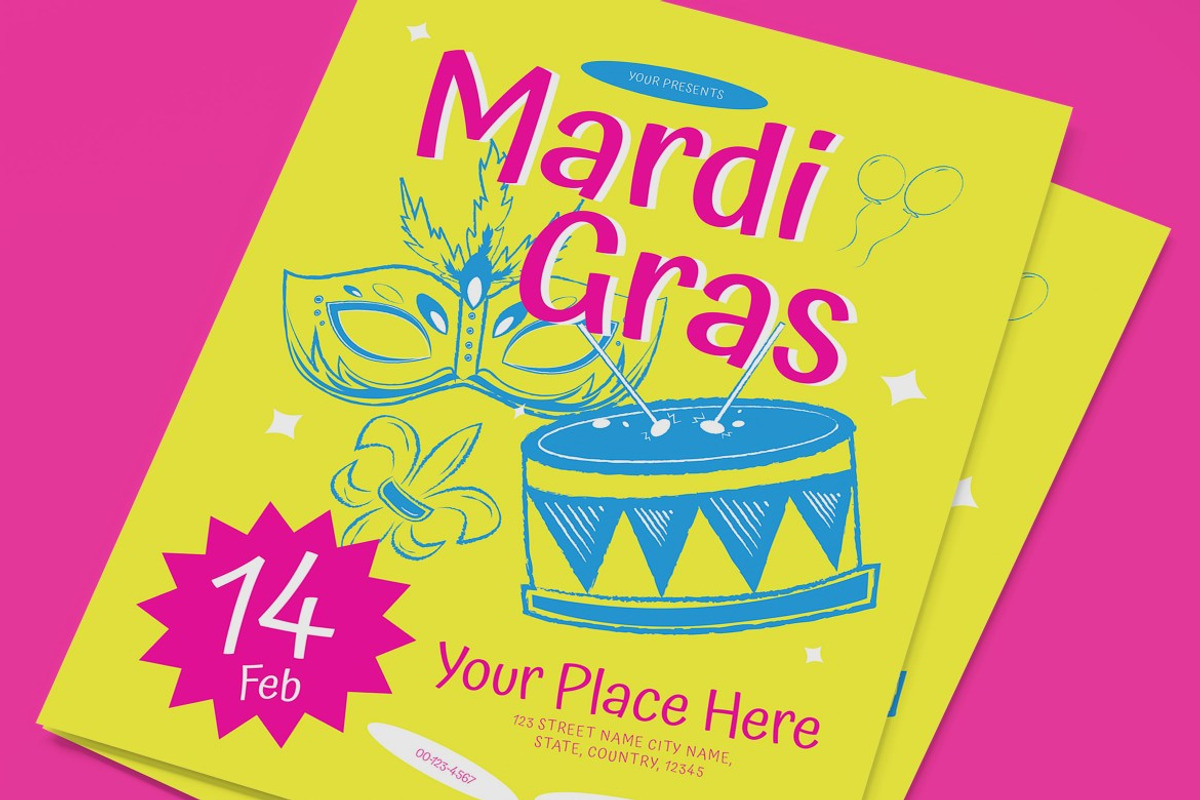 Mardi Gras Flyer, a Flyer Template by graphicook (Photo 2 of 3)