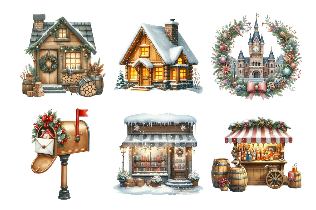 Cozy Winter Town Clipart, an Illustration by Daily.Designs (Photo 4 of 5)