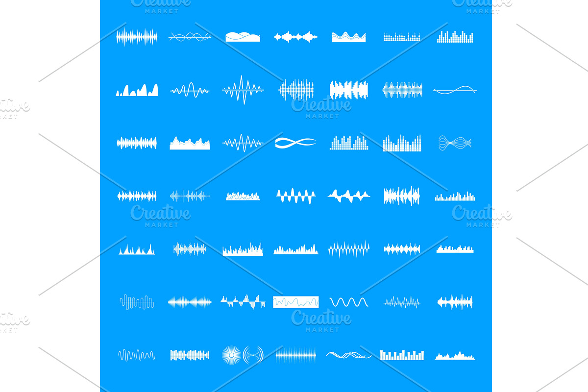 Sound wave icons set, simple style, a Technology Illustration by Ylivdesign