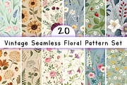 Vintage Seamless Floral Pattern Set, a Pattern Graphic by Design Station (Thumbnail 1 of 3)
