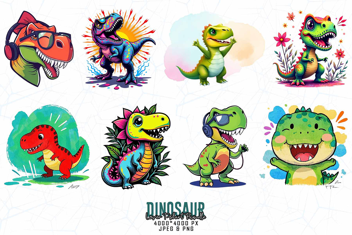 20 Groovy Dinosaur Clipart Bundle, an Illustration by Sofia's Fashion (Photo 3 of 3)