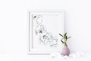 Peony flower hand drawing card