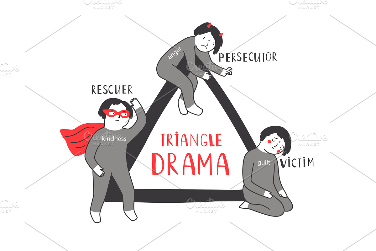 Karpman drama triangle with victim, a Healthcare Illustration by Stock-Smart-Start