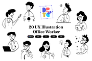20 UX Illustration - Office Worker, a Work Illustration by Directico Design Kit (Thumbnail 1 of 3)