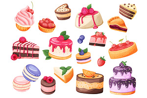 Cakes Realistic Stickers Set