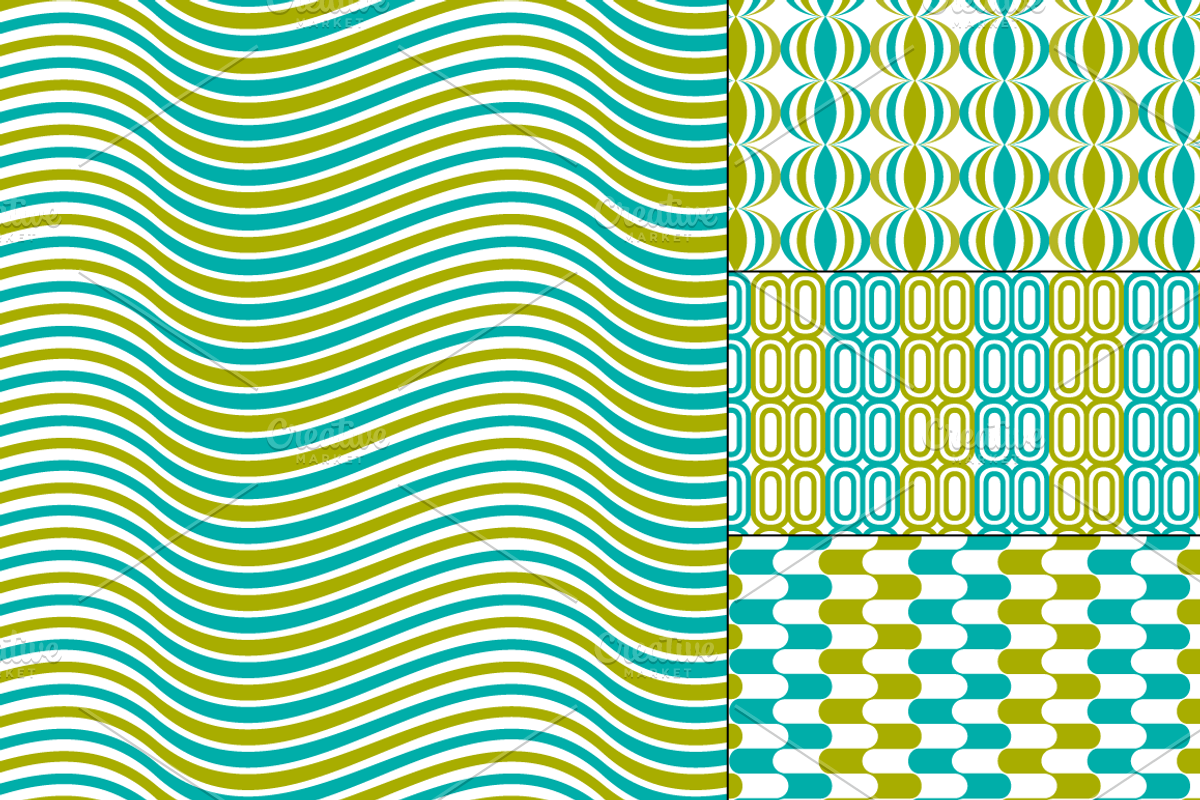 Seamless Blue & Green Mod Geometrics preview 4