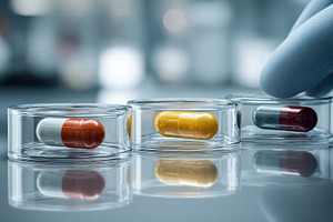 Colorful capsules in jars, a Photo by Beautiful things