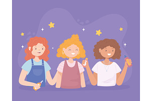 cartoon women curly hair, a Person Illustration by studiogstock