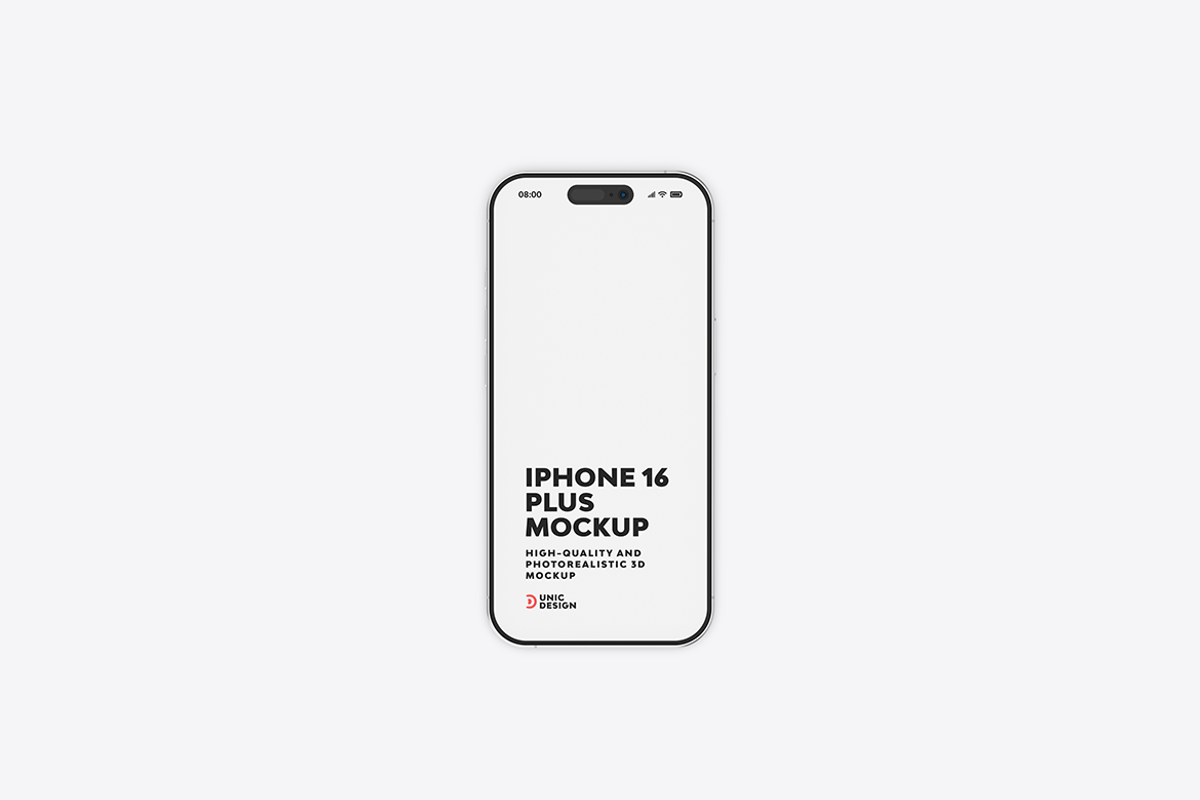 iPhone 16 Plus Mockup, an iPhone Mockup by UnicDesign (Photo 3 of 21)