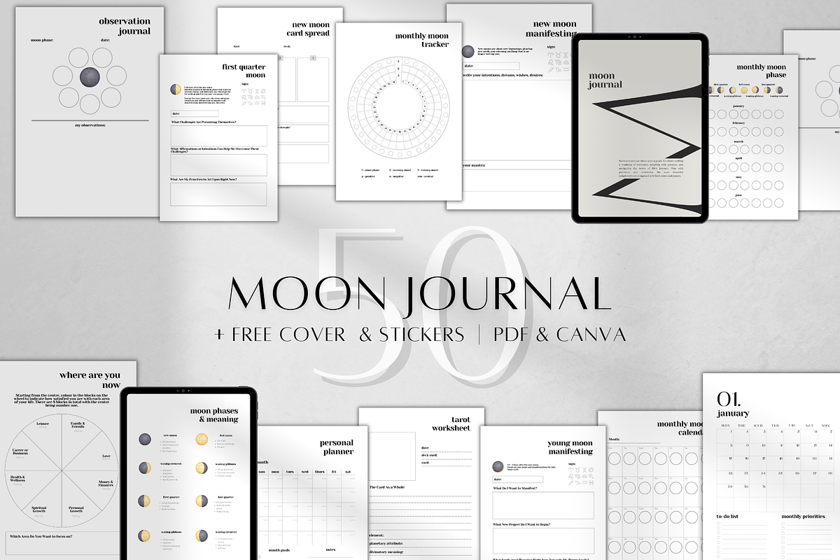 Digital Moon Magic Planner, a Stationery Template by BRANDcontent (Photo 1 of 6)