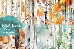 Birch Woods Seamless Patterns