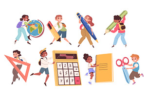 Children big school supplies. Kids, an Object Illustration by Stock-Smart-Start