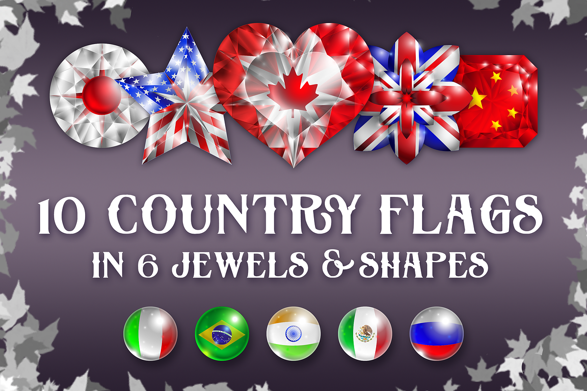 10 Country Flags & language Icons, an Object Graphic by Abysm Internal (Photo 1 of 3)