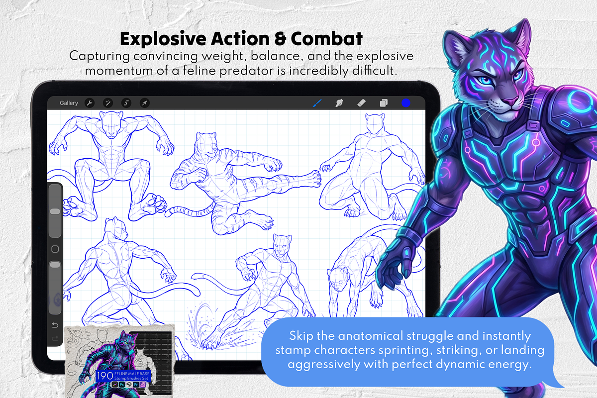 Furry Base Procreate Stamps, a Brush Add-On by Selentaori Studio (Photo 4 of 17)