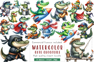 Cute Crocodile Clipart, an Illustration by CreationArt
