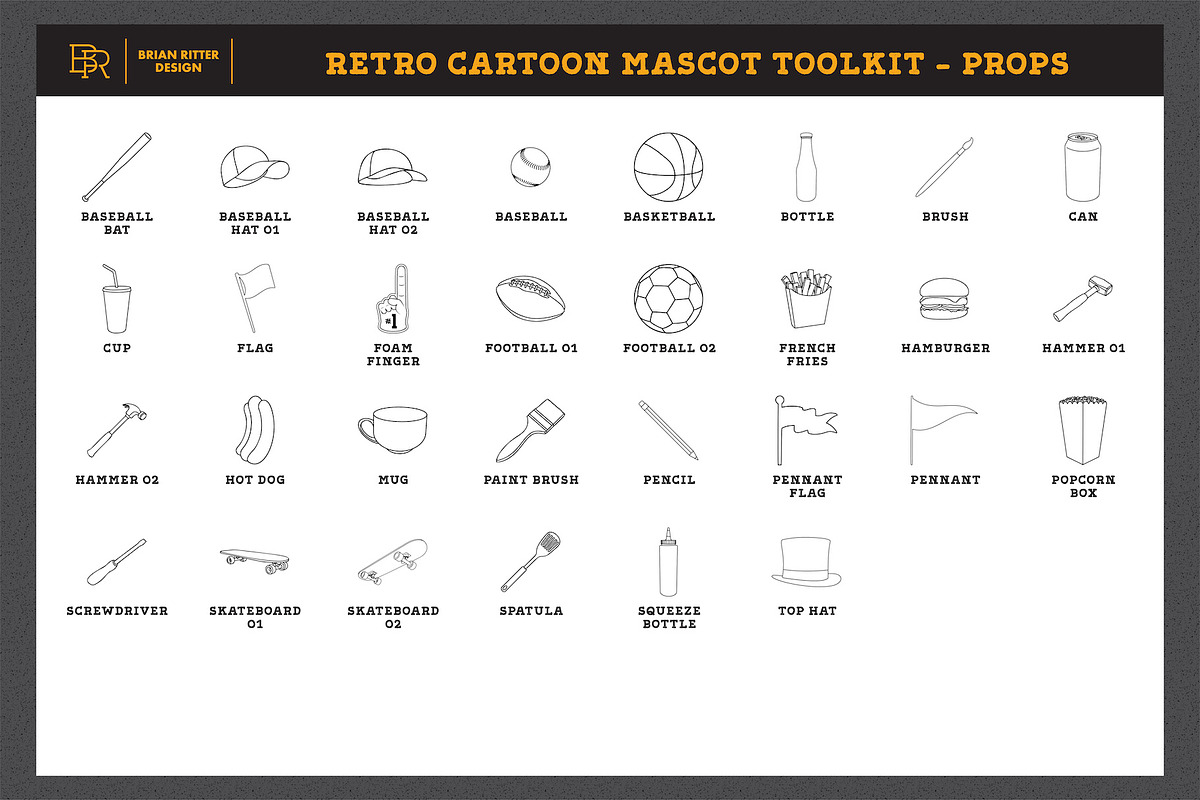 Retro Cartoon Mascot Toolkit, a Brush Add-On by Brian Ritter Design (Photo 13 of 13)