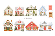 Watercolor winter Christmas house, a Seasonal Illustration by ArtGiftsStudio (Thumbnail 3 of 4)