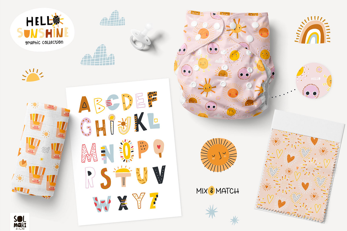 Hello SUNSHINE graphic collection, a Decorative Illustration by solmariart (Photo 3 of 10)