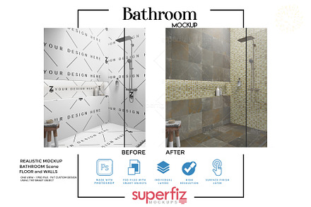 Shower Scene Mockup Wall Floor SM229