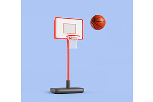 Basketball stand with red hoop and, a Sport Illustration by Marozhkastudio