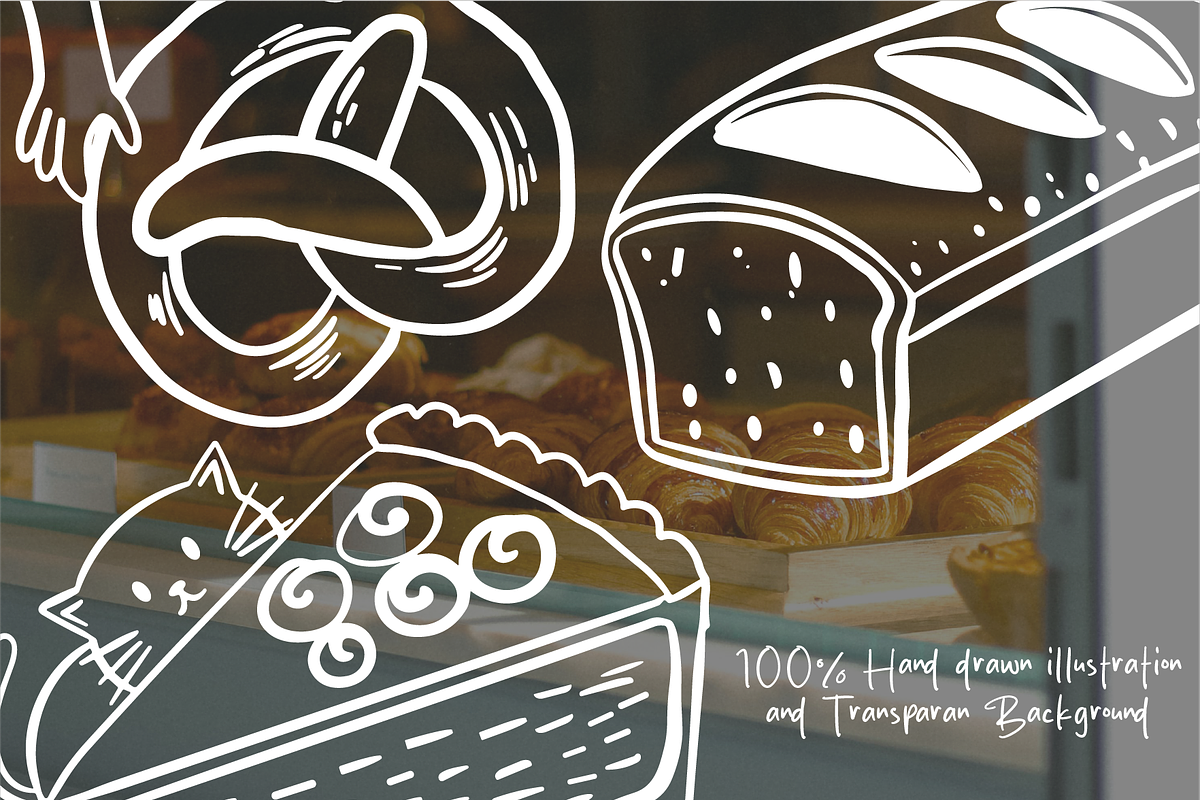 Hand Drawn Cute Bakery, a Food Illustration by HunEyy (Photo 5 of 7)