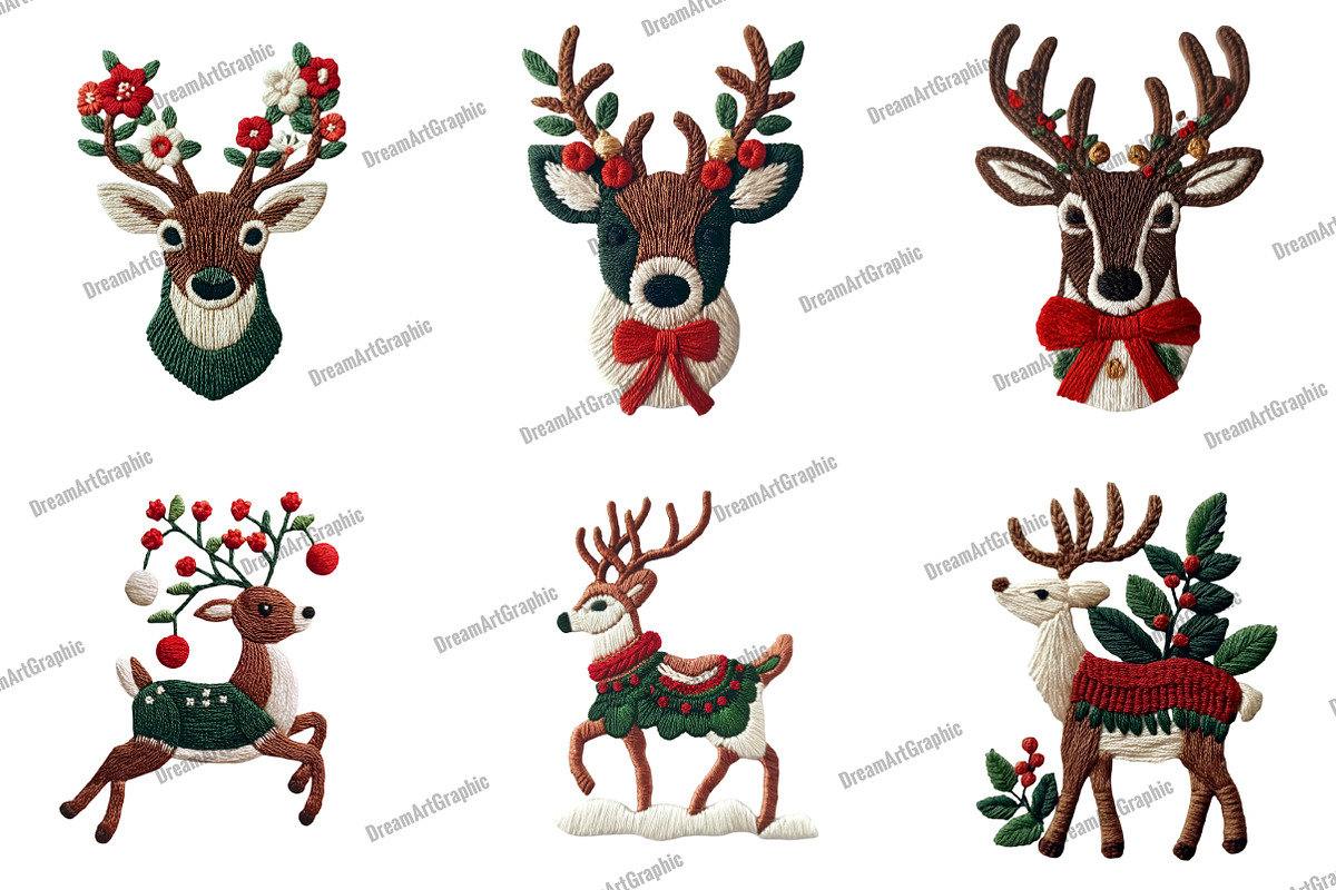 Christmas Reindeer Clipart, an Illustration by DreamArtGraphic (Photo 2 of 4)