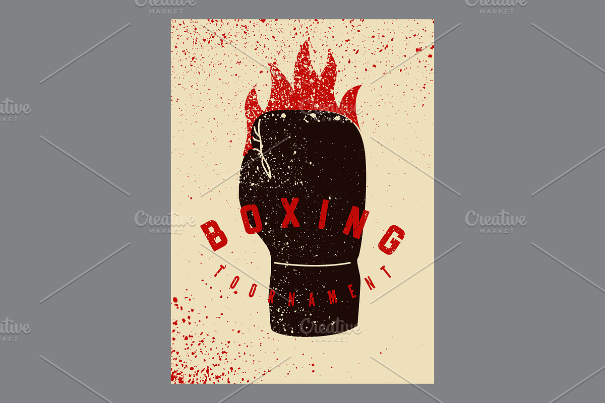 Boxing grunge vector poster set., a Sport Illustration by PoPaShop (Photo 2 of 9)