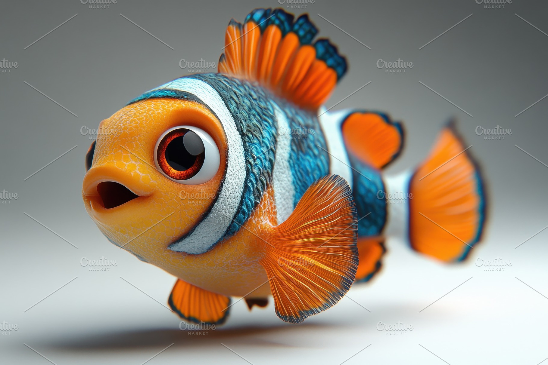 Colorful clownfish swimming graceful, a Photo by Tanuart