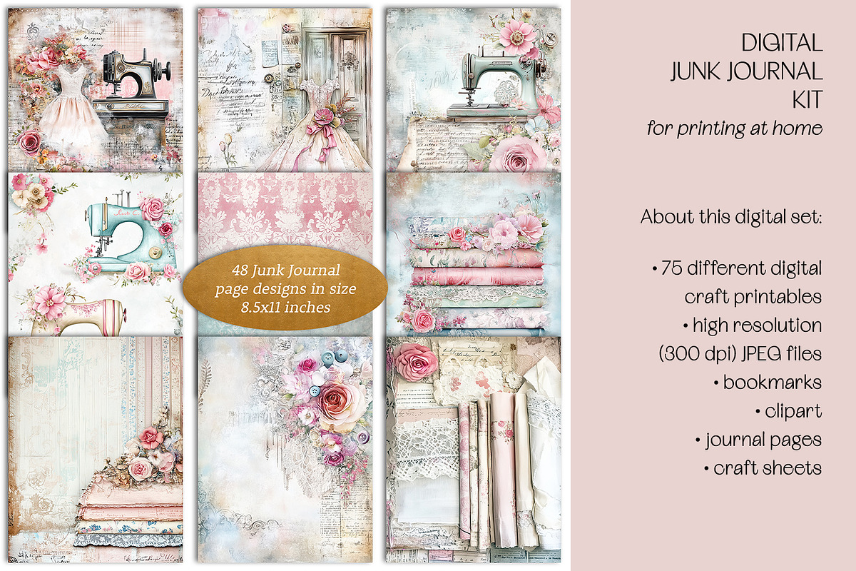 The Seamstress Big Junk Journal Kit, a Background Graphic by The Dutch Lady Designs (Photo 3 of 8)
