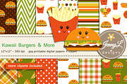 Kawaii Burgers Digital Papers, a Pattern Graphic by JennyL Designs (Thumbnail 1 of 6)