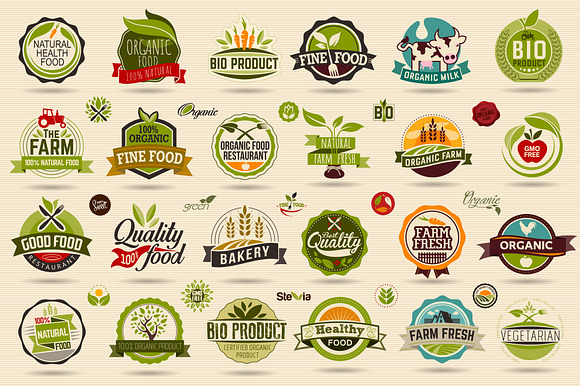 Organic Food And Farm Fresh Labels