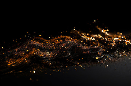 Gold glittering star magic dust and coins on background. Generative AI