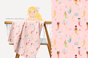 Little Mermaids. Clipart & Patterns, a Decorative Illustration by annartdreams (Thumbnail 8 of 11)