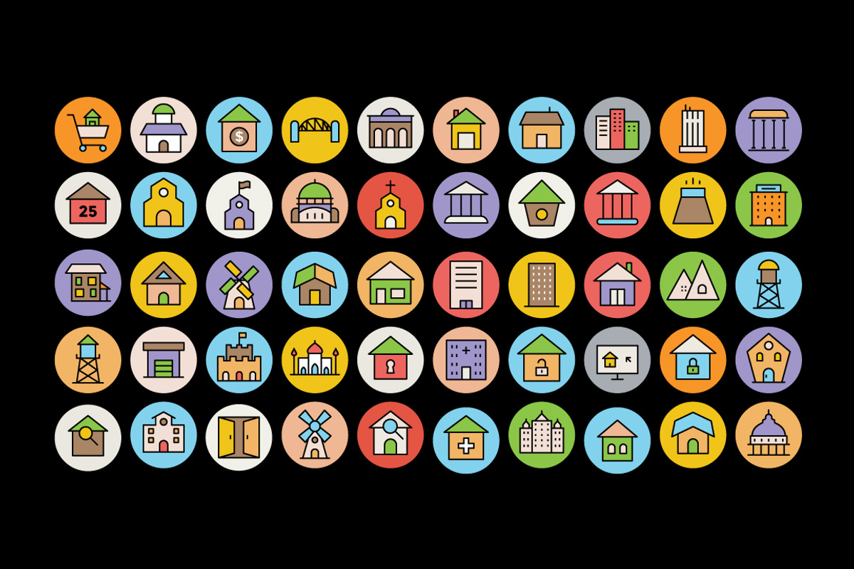 150 Architecture and Buildings Icons preview 3