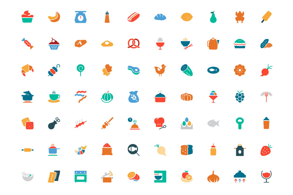 450+ Food Colored Icons, a Solid Icon by Creative Stall (Photo 3 of 5)
