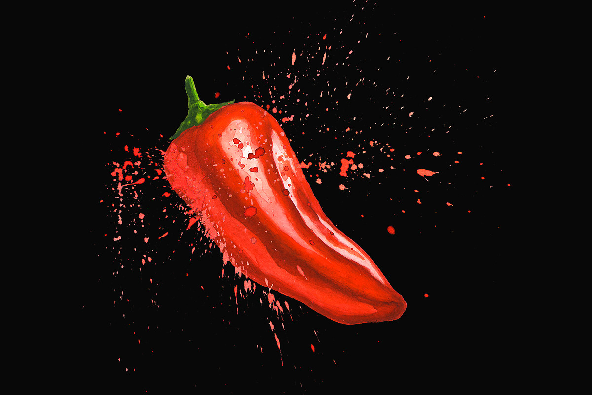 Hand-drawn Watercolor Mini Peppers, a Decorative Illustration by Margo Miller (Photo 6 of 17)