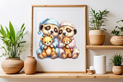 Cute Baby Meerkat Watercolor Clipart, a Seasonal Illustration by Craft Nest (Thumbnail 6 of 6)