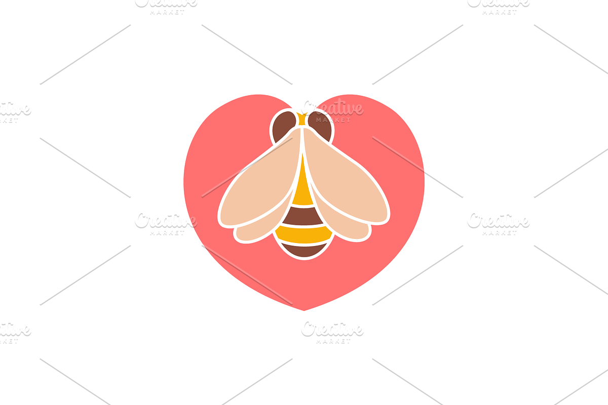 honey bee lovers flat logo design, a Branding & Logo Template by devastd