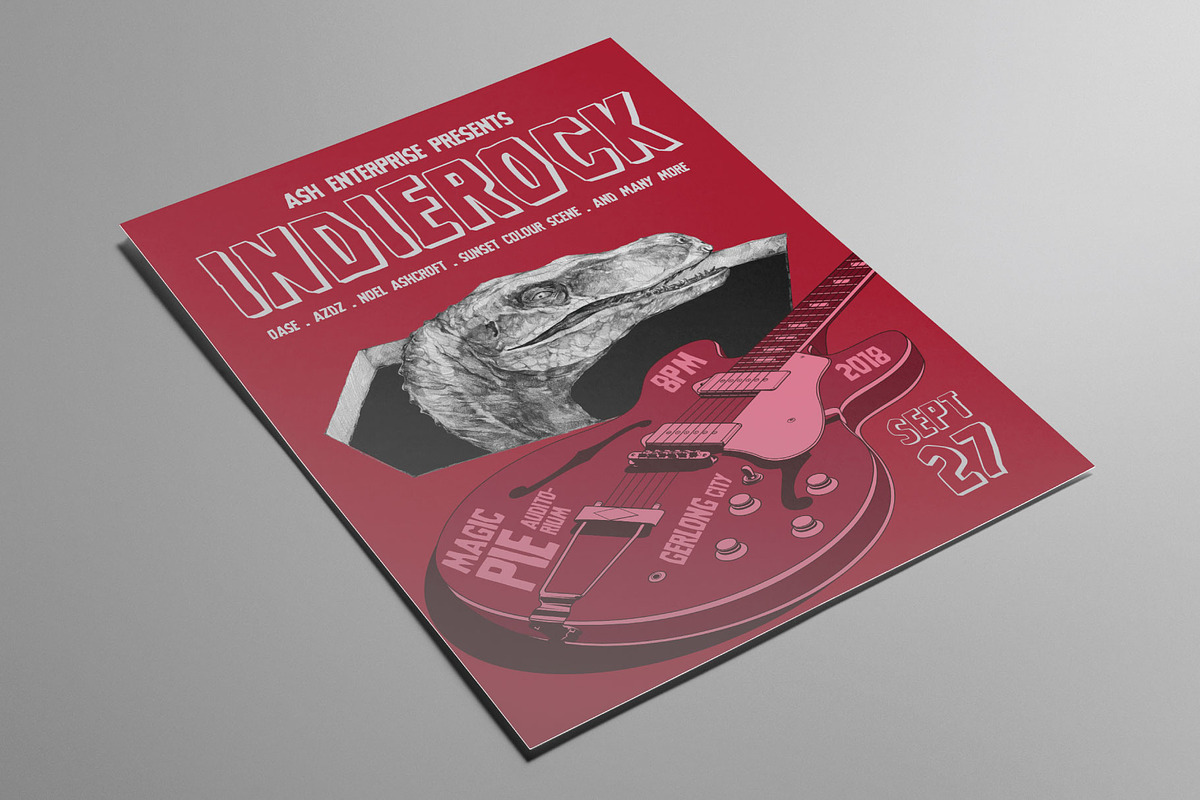 Hand Drawn Raptor Indie Rock Flyer, a Flyer Template by ashenterprise (Photo 2 of 3)