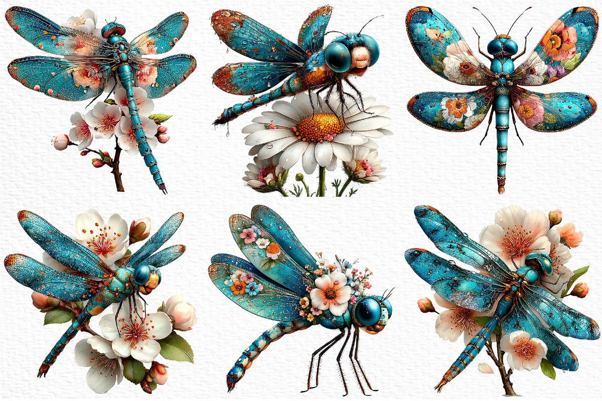 Whimsical Spring Dragonfly Clipart, an Illustration by Craft Nest (Photo 4 of 10)