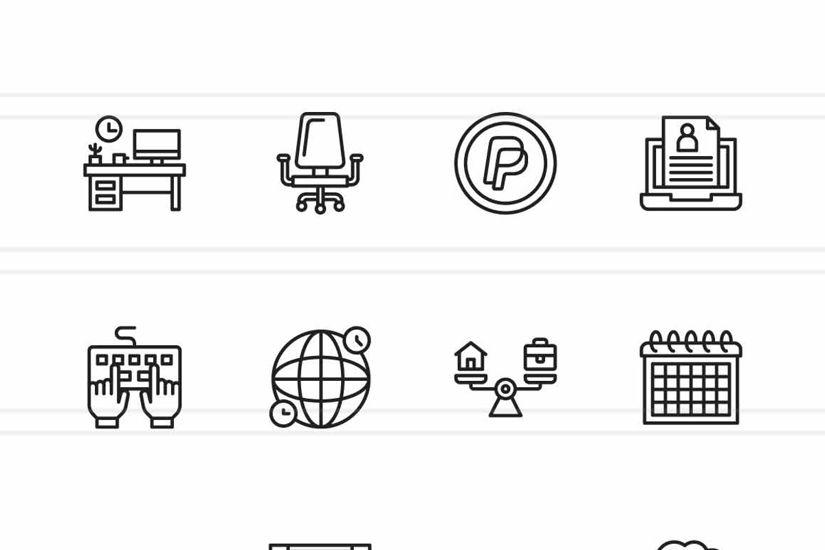 Work From Home Essentials Icons, an Icon by IconBunny (Photo 2 of 2)