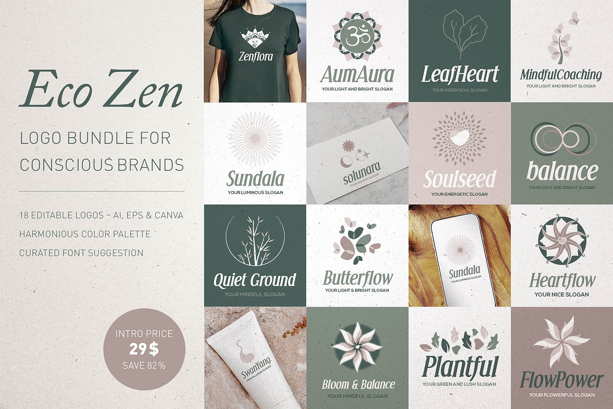 Wellness & Coaching Logos – 18 Pack, a Branding & Logo Template by Elibee (Photo 1 of 20)