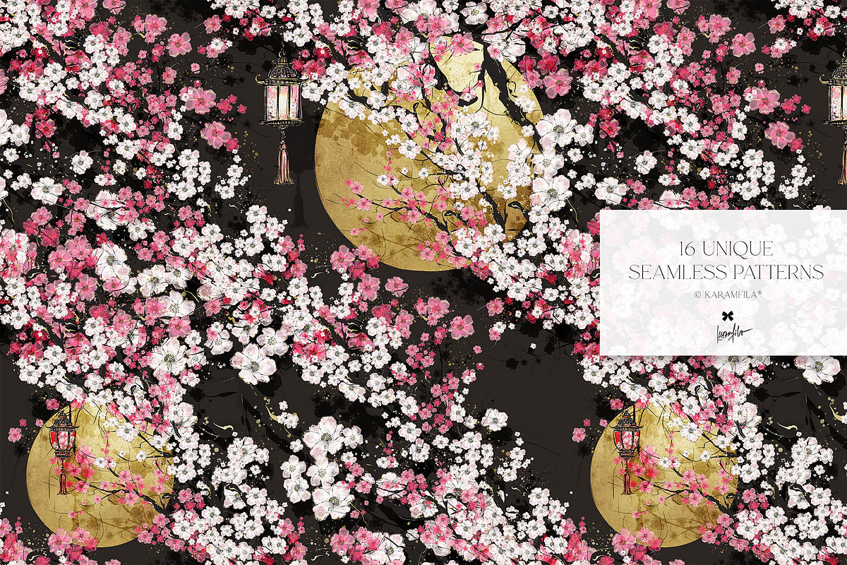 Cherry Blossoms Japanese Patterns, a Pattern Graphic by KaramfilaS (Photo 20 of 23)