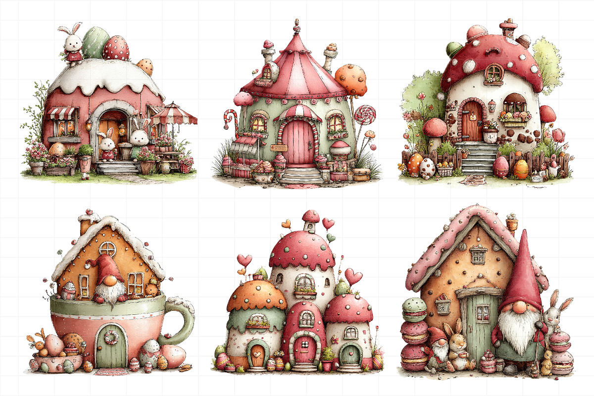 Easter Gnome Gingerbread House Clipa, an Illustration by Daily.Designs (Photo 5 of 8)