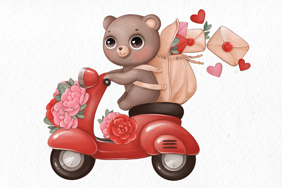 Valentine’s Day watercolour, an Animal Illustration by designs.svkl (Photo 5 of 7)