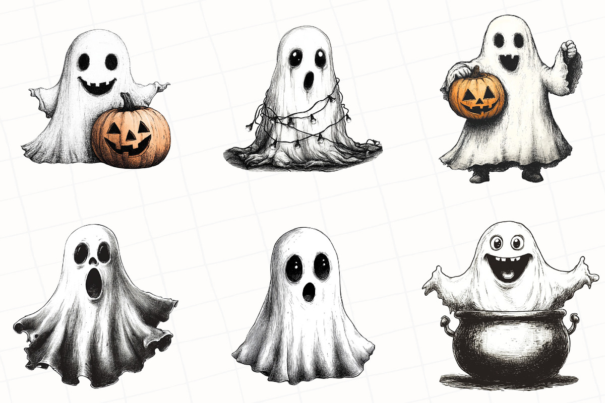 Halloween Quirky Ghost Clipart, an Illustration by OK Design (Photo 5 of 5)