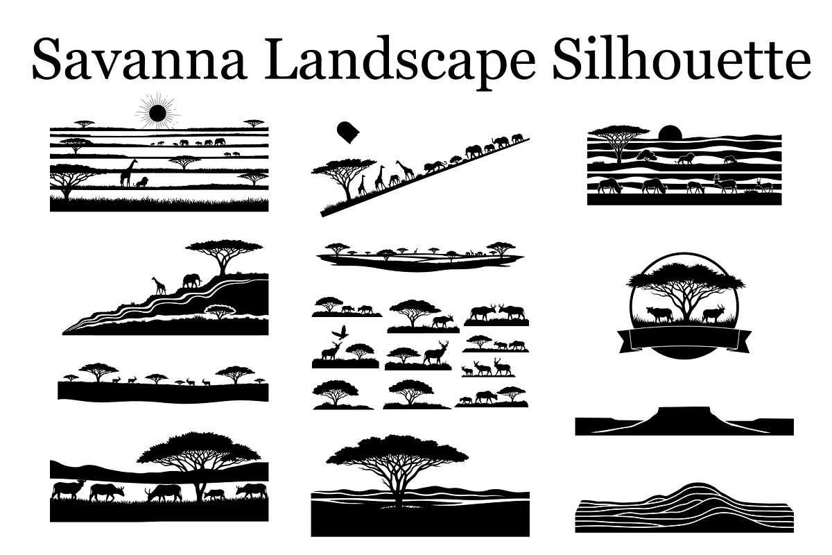 Abstract Savanna Scenery Silhouette, a Graphic by Designer_Momina (Photo 1 of 13)