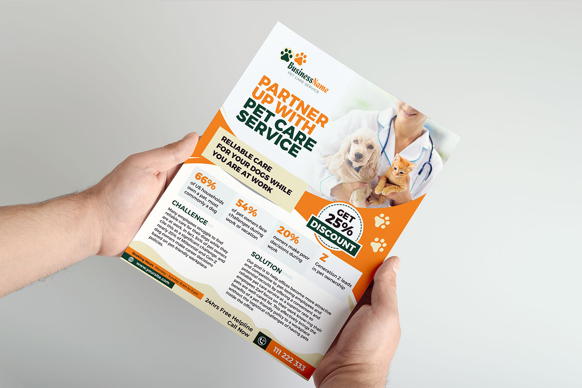 Pet Care Service Flyer Design, a Flyer Template by NasirGrfx (Photo 2 of 3)